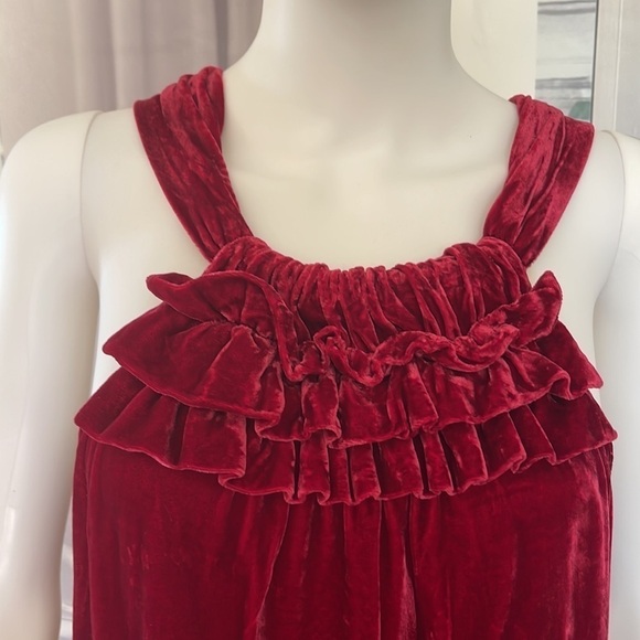 Sundance Red Crushed Velvet Nicole Halter Top. Size M. P/A1719 - Picture 3 of 6